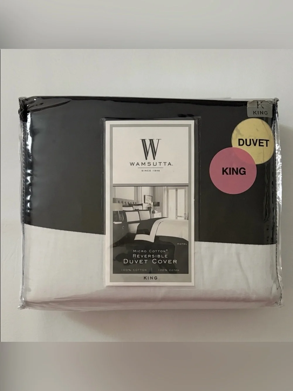 Wamsutta Bedding Duvet Cover 100% Cotton King Reversible Black White New